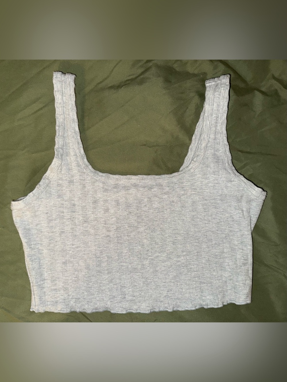Offline Classic Ribbed Square-Neck Crop Tank - Light Gray